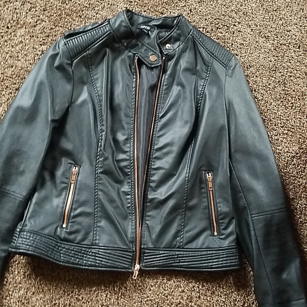 Moto jacket with accented zippers